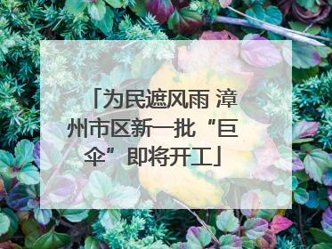 为民遮风雨 漳州市区新一批“巨伞”即将开工